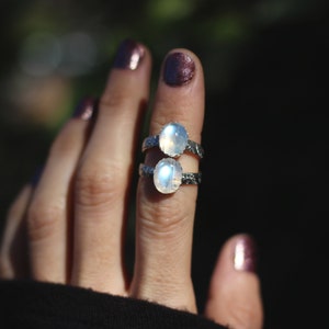 Rainbow Moonstone Ring Sterling Silver Moonstone Ring Moonstone Stacking Ring image 9