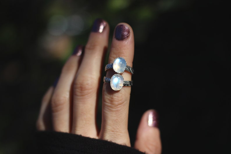 Rainbow Moonstone Ring Sterling Silver Moonstone Ring Moonstone Stacking Ring image 9