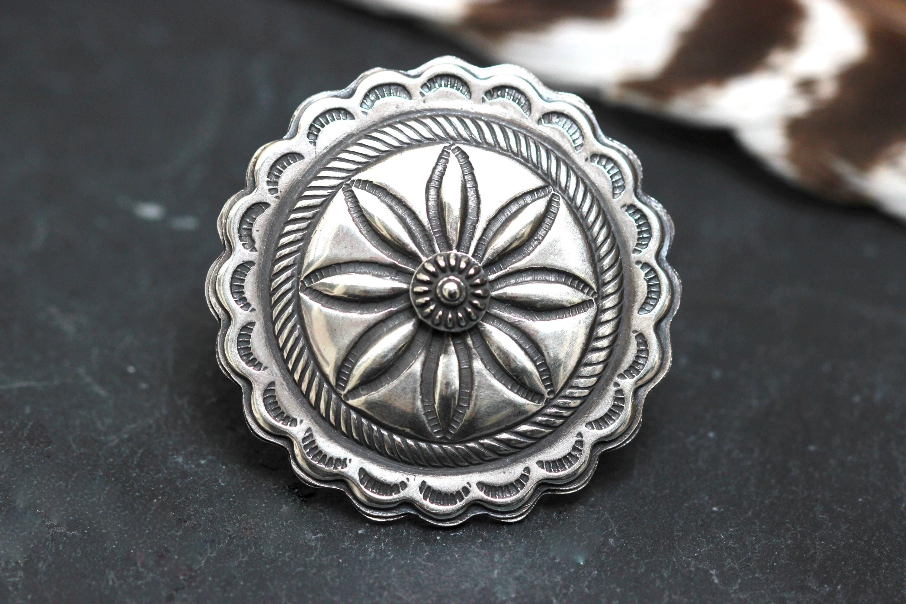 Sterling Silver Concho Ring Southwestern Statement Ring Big