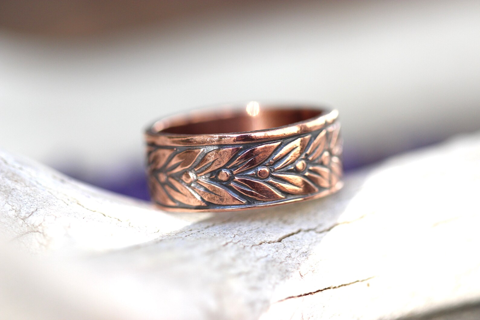 Copper Ring Thumb Ring Thick Ring Copper Wheat Pattern Ring | Etsy