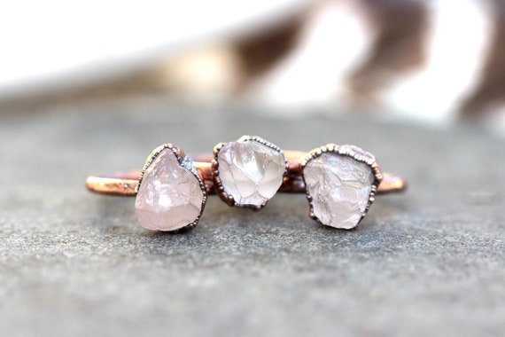 Rose Quartz Raw Copper Ring Rose Quartz Raw Copper Ring