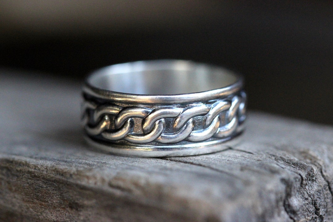 Silver Celtic Knot Ring Celtic Ring Band Sterling Silver Chain Link ...