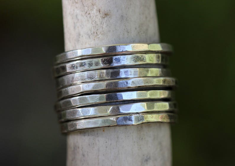 Simple Silver Ring Silver Stacking Rings Silver Rings Stackable Rings Hammered Ring One Ring image 5