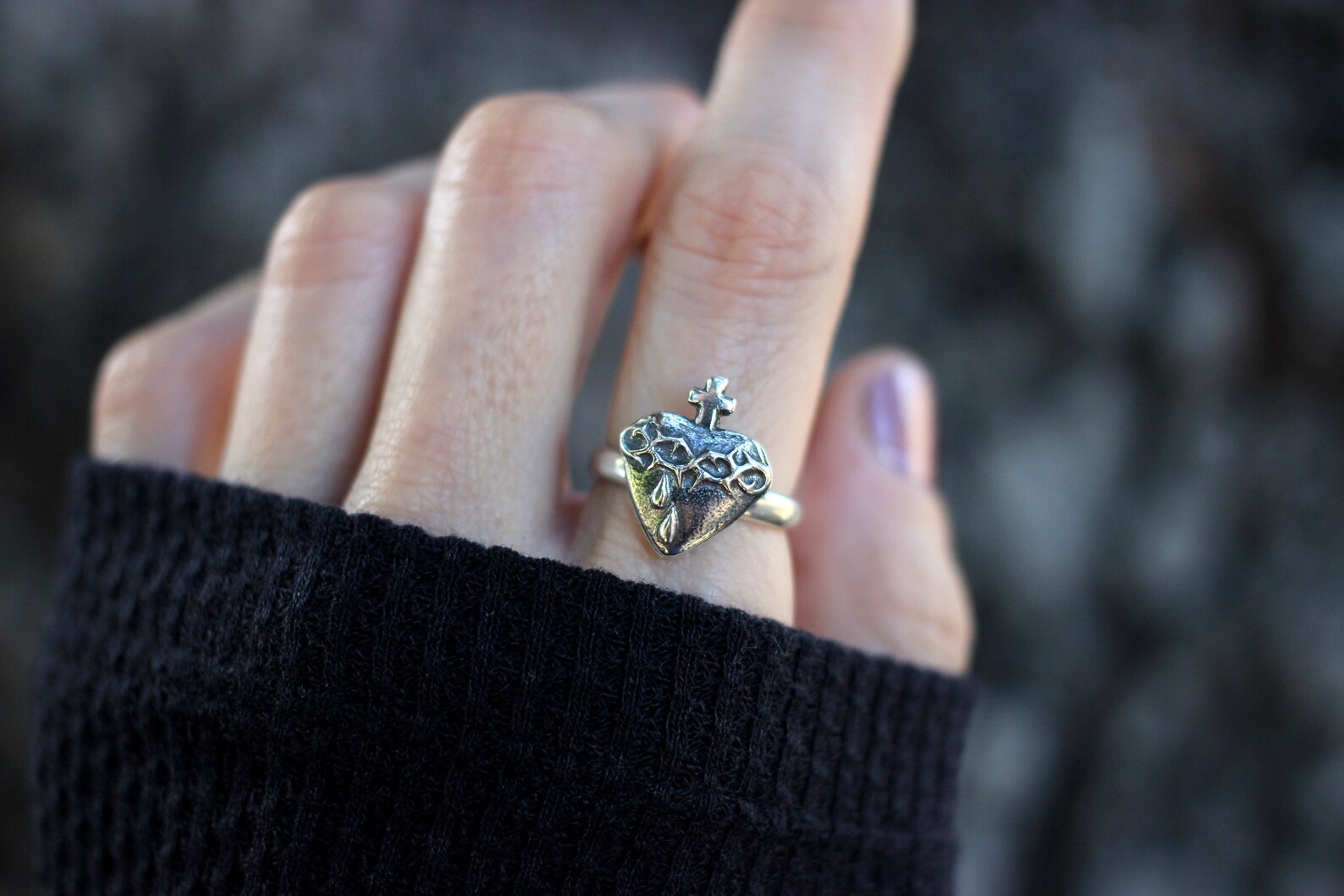 Sacred Heart Ring Sterling Silver Sacred Heart of Jesus Catholic ...
