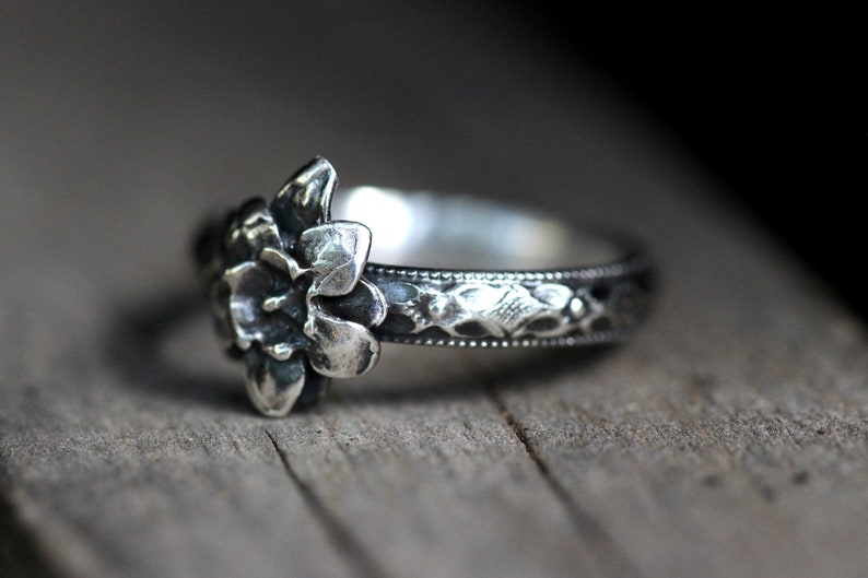 Silver Stacking Ring Flower Ring Rose Ring Sterling Silver - Etsy