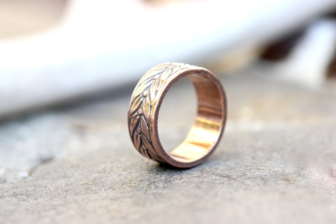 Copper Ring Thumb Ring Thick Ring Copper Wheat Pattern Ring | Etsy