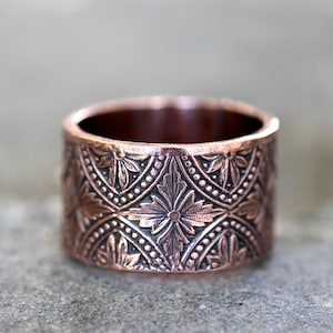 Copper Ring Thumb Ring Thick Ring Copper Flower Ring Art - Etsy