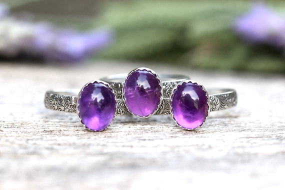 Amethyst Stacking Ring Amethyst Ring Sterling Silver February Birthstone Ring February Birthday Gift One Ring