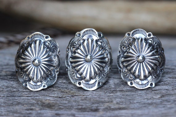 Silver Concho Ring Sterling Silver Shield Ring Southwestern