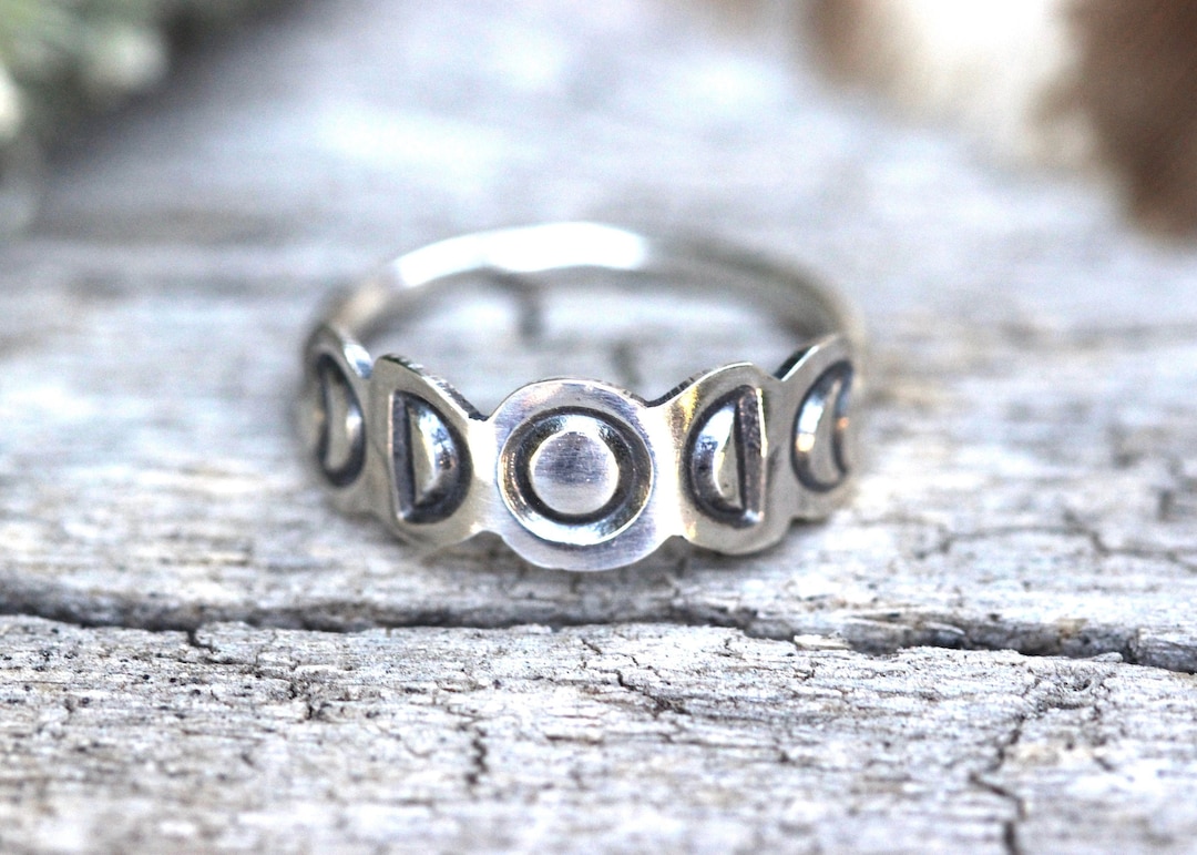 Silver Moon Rings Silver Moon Phase Ring Celestial Ring Sterling Silver Moon Ring Silver ...