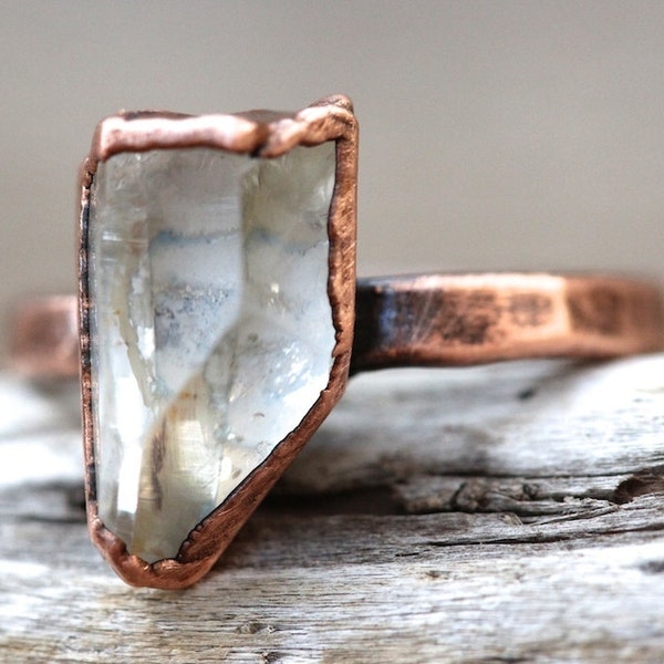 Raw Crystal Ring Quartz Crystal Ring Electroformed Healing Crystal Mineral Jewelry Natural Crystal Raw Gemstone Ring Quartz Crystal Jewelry