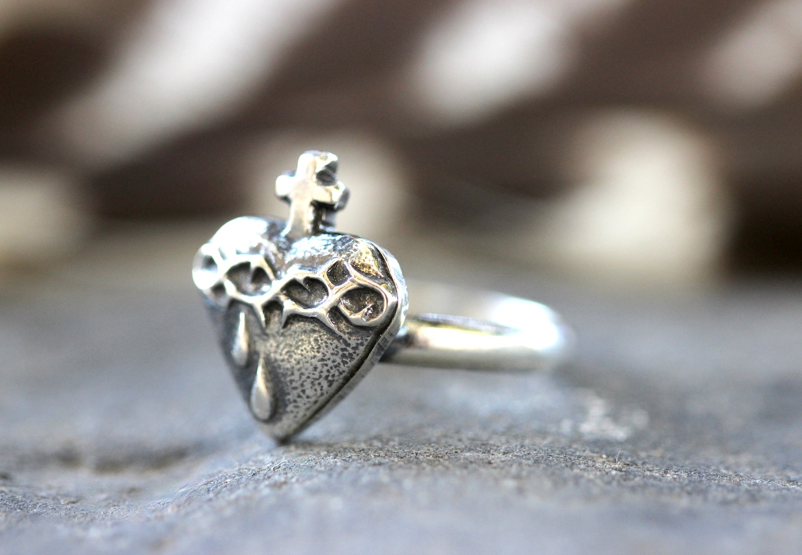 Sacred Heart Ring Sterling Silver Sacred Heart of Jesus Catholic ...