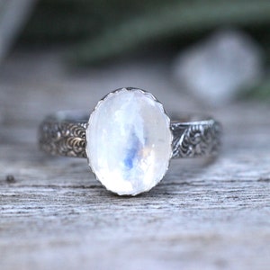 Rainbow Moonstone Ring Sterling Silver Moonstone Ring Moonstone Stacking Ring image 8