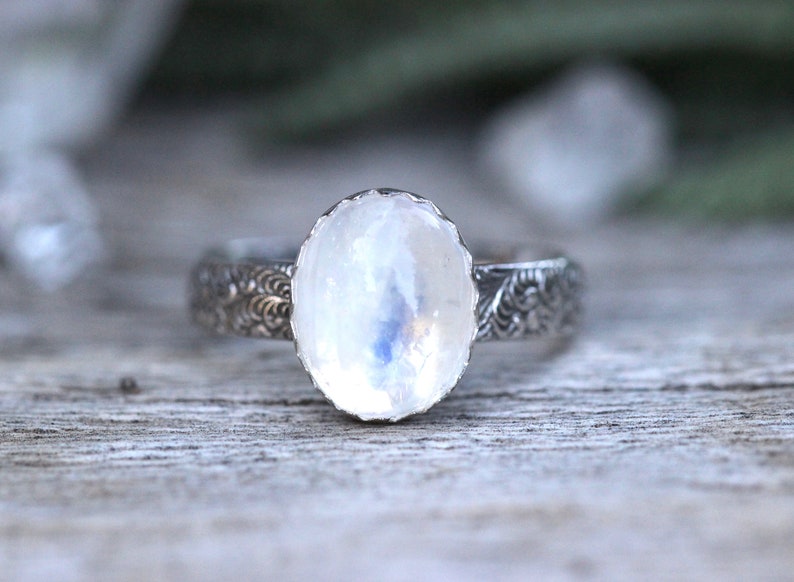 Rainbow Moonstone Ring Sterling Silver Moonstone Ring Moonstone Stacking Ring image 8