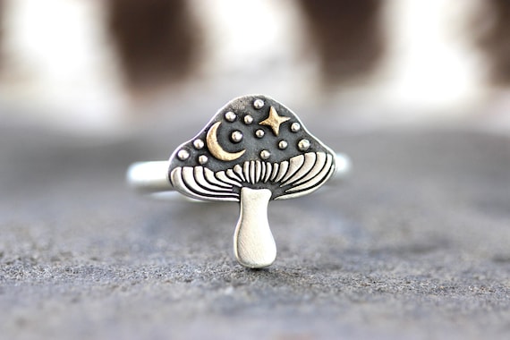 Anello da donna in argento sterling 925, forma stella luna, anello aperto da donna regolabile Anello da donna in argento sterling 925, forma stella luna, anello aperto da donna regolabile