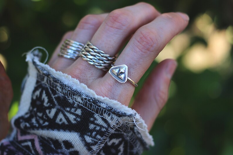Triangle Ring Silver Stacking Ring Silver Ring Silver Bohemian - Etsy