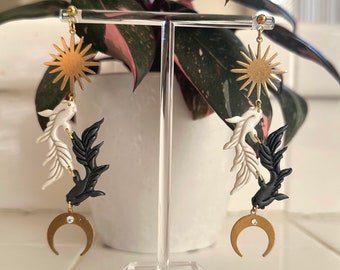 Sun and Moon Yin Yang Koi Earrings