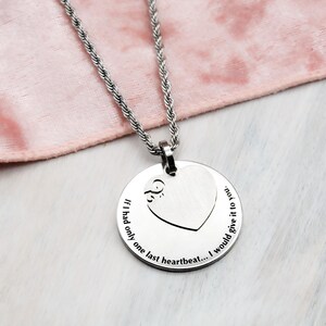 Engraved Heart Charm Pendant Necklace - Personalized Message on Back