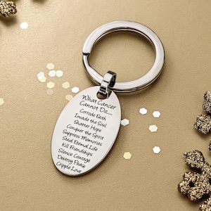 Engraved Cancer Awareness Keychain: Stainless Steel Oval Key Ring
