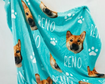 Personalized Dog Blanket with Name,Custom Photo Blanket for Dog,Pet Photo Blanke,Dog Face Blankets,Cat Picture Blanket,Dog Face Blankets