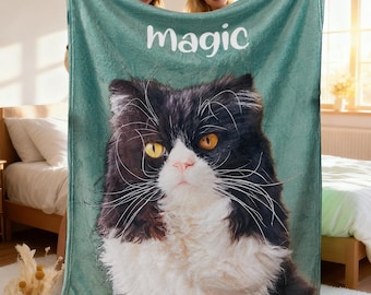 Manta personalizada para mascotas con foto y nombre: regalo de franela personalizado para mamá de perro o gato.