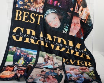Custom Blanket Photo Gift,Personalized Photo Blanket Collage,friend Blanket,Christmas Gifts for Family, Memorial Blanket