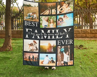 Personalized Photo Blanket Collage, Picture Blanket With Text, Family Blanket, Memorial Blanket, Best Friend Gift, Anniversary Gift
