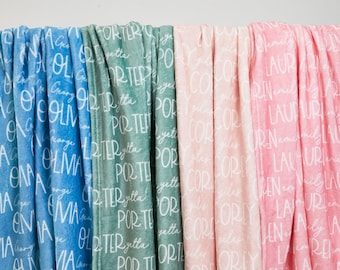 Newborn Name Blanket, baby name swaddle, first and middle name blanket, baby name swaddle, newborn swaddle and blanket, Name Swaddle for Boy