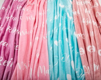 Personalized Name Blanket for Your Daughter,Custom Flannel Blanket for Newborn,Customized Name Baby Blankets for Girls,Name Blanket