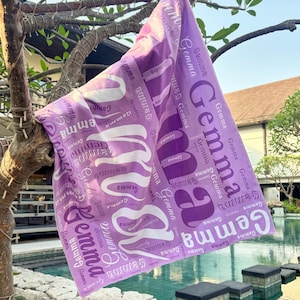 Toallas de playa con nombre personalizado, toallas de piscina con letras personalizadas, regalos para damas de honor de despedida de soltera, toallas de piscina con nombre personalizado para niños