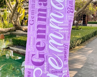 Personalized beach towel with trendy name, Personalized Beach Towel, Towel with Name, Gift for Kids, Colored Kids Towel, Custom Beach Towel