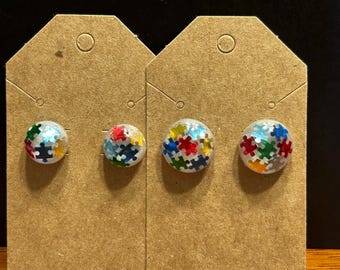 Resin Autism Awareness Earrings