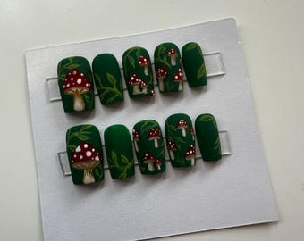 Custom Mushroom Press-On Nails