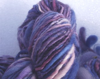 Handspun yarn, Handpainted Merino wool yarn worsted -WILD VIOLET