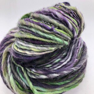 Handspun, handpainted wool yarn, thick and thin, worsted bulky-Wicked image 5