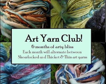 Yarn club knitting gift Art Yarn Club-6 month membership handspun art yarn, includes shipping