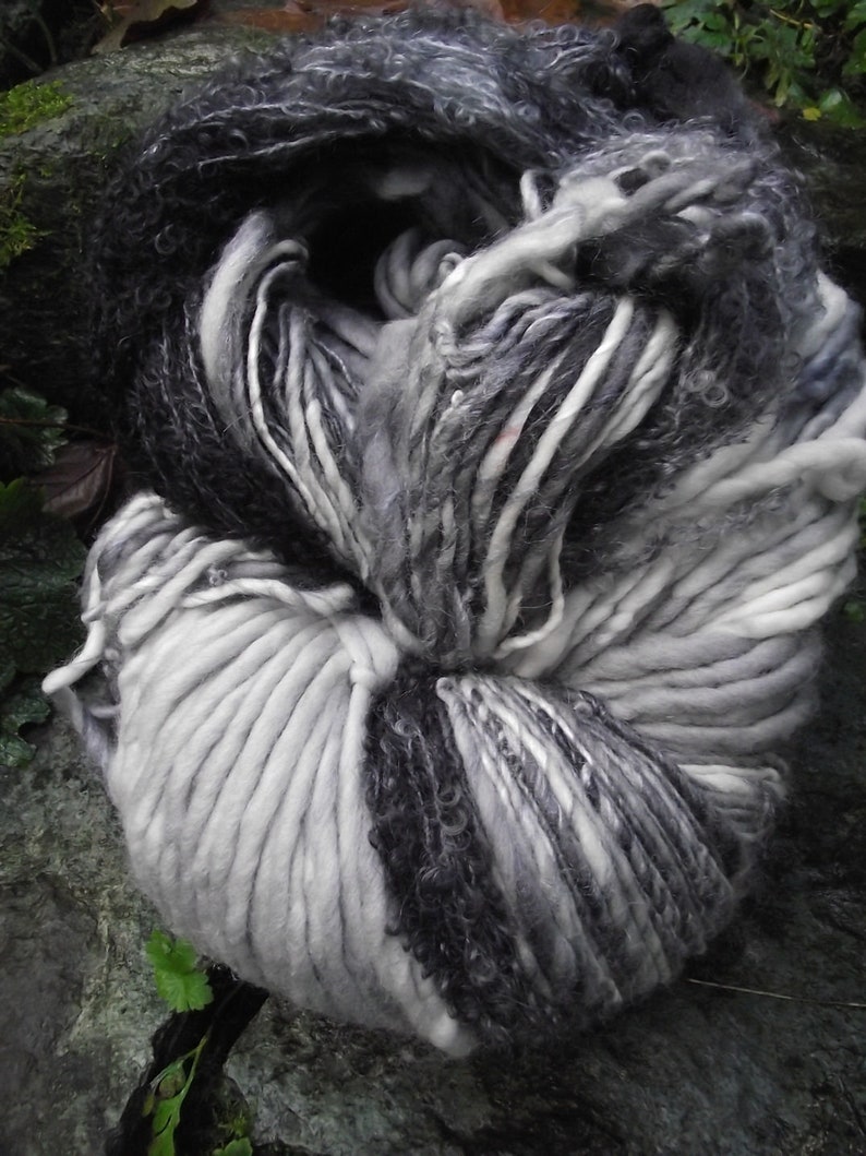 Handpainted handspun Yarn kit bundle, three skeins OOAK, bulky Merino, Mohair, Bamboo-Winter is Coming image 2