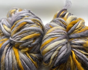 Handspun yarn, super bulky thick and thin, handpainted wool yarn, super soft Organic Polwarth, worsted yarn, Fennec