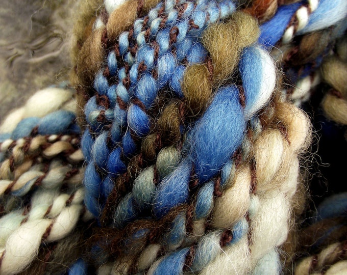 Handspun Yarn, Handpainted Thick and Thin Art Yarn, Novelty Yarn, Slub