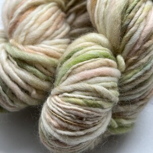 Handspun yarn, Organic Polwarth handpainted yarn, worsted thick and thin Cherry Blossom