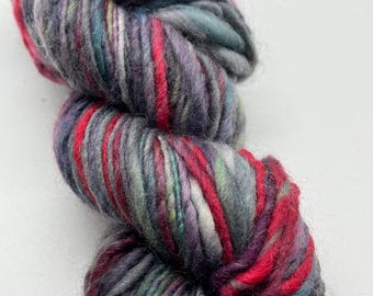 Handspun yarn, Handpainted Single Ply Polwarth wool yarn, thick and thin-SOLOKHA