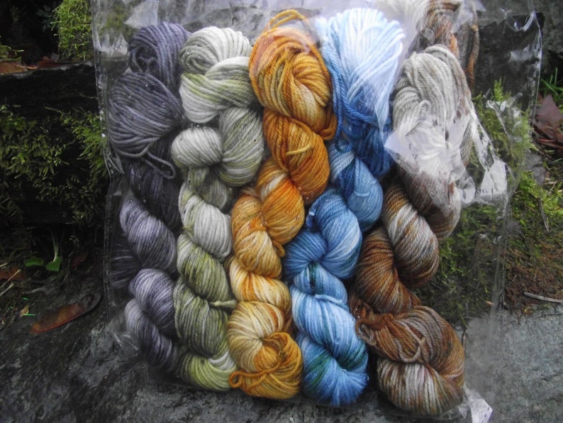Yarn kit Merino wool mini skein sock yarn kit--Forest