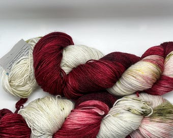 Handpainted sock yarn, fingering yarn, Superwash Merino Tencel Nylon, 100 grams-Red Queen