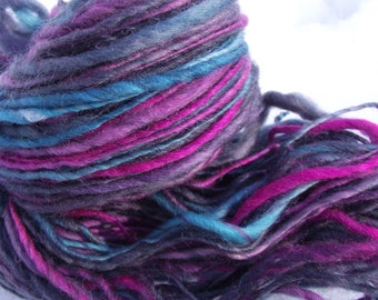 Handspun yarn, handpainted wool Bluefaced Leicester BFL worsted yarn multiple skeins available-New Wave
