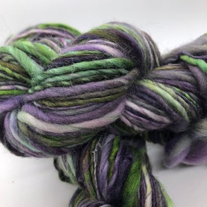 Handspun, handpainted wool yarn, thick and thin, worsted bulky-Wicked image 1