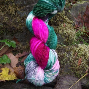 Handpainted sock yarn, fingering yarn, Superwash Merino Silk Sparkle Nylon, 100 grams-Rose Red image 5