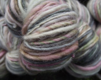 Handspun yarn, handpainted worsted thick than thin hand dyed BFL wool yarn, wool yarn -Faded Memory