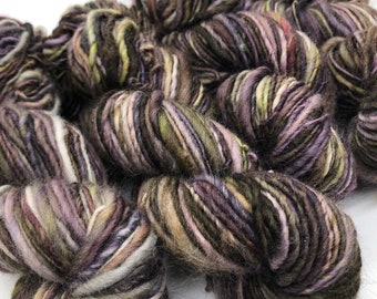 Handspun yarn, handpainted hand dyed BFL wool yarn thick and thin, multiple skeins available-Morvoren