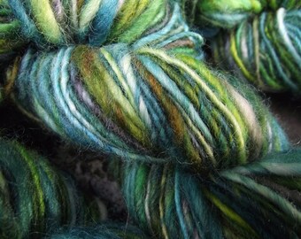 Handpainted wool yarn, handspun yarn, BFL wool worsted yarn, Harry Potter yarn-Gillyweed