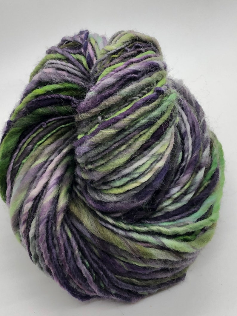 Handspun, handpainted wool yarn, thick and thin, worsted bulky-Wicked image 4